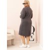 Grafitové Plus Size šaty s výstřihem do V a 3/4 rukávy