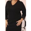 Černé Plus Size šaty s výstřihem do V a 3/4 rukávy