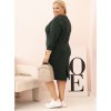 Tmavě zelené Plus Size šaty s výstřihem do V a 3/4 rukávy