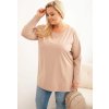 Béžová plus size halenka s kulatým výstřihem
