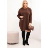 Hnědé dámské mikinové šaty pro plnoštíhlé s viskózou (Velikost ONE SIZE)