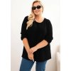 Černý dámský plus size svetr s lodičkovým výstřihem z viskózy
