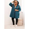 Smaragdová dámská plus size prošívaná bunda s kapucí