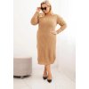 Camel dámské Plus Size pletené šaty s moherem