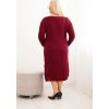 Vínové dámské Plus Size pletené šaty s moherem
