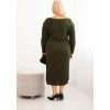 Khaki dámské Plus Size pletené šaty s moherem