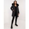 Černá dámská dlouhá prošívaná bunda s kapucí (Velikost S)