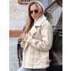 Béžová dámská koženková bunda s beránkovou podšívkou