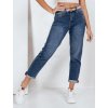 Modré dámské mom fit džíny s vysokým pasem