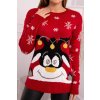 Červený dámský vánoční svetr s motivem soba