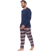 Pánské tmavě modré pyžamo s károvanými kalhotami