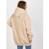 Béžová delší oversize mikina na zip s kapucí