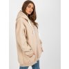 Béžová delší oversize mikina na zip s kapucí