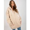 Béžová delší oversize mikina na zip s kapucí