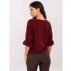 Vínový dámský viskózový svetr s volány na rukávech
