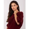 Vínový dámský viskózový svetr s volány na rukávech
