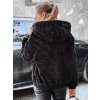Černá dámská kožešinová bunda s kapucí