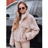Béžový dámský kožíšek s ozdobnými klopami