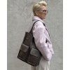 MAZZINI Tmavě hnědá kožená shopper kabelka