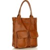MARCO MAZZINI Světle hnědá shopper bag s kapsami