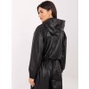 Černá dámská koženková bunda s kapucí