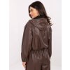 Hnědá dámská koženková bunda s kapucí