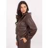 Hnědá dámská koženková bunda s kapucí