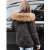 Černá dámská prošívaná bunda s kožešinovým lemem