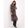 Černé dámské květované midi šaty se zavinovacím výstřihem