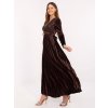 Tmavě hnědé plisované maxi šaty s flitry