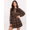 Hnědá dámská károvaná mini sukně