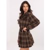 Hnědá dámská károvaná mini sukně