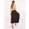 Tmavě hnědá dámská skládaná midi sukně s kapsami