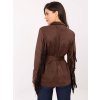 Hnědý dámský semišový blejzr s třásněmi