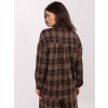 Hnědá dámská károvaná flanelová košile s odnímatelnou broží