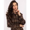 Hnědá dámská károvaná flanelová košile s odnímatelnou broží