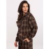 Hnědá dámská károvaná flanelová košile s odnímatelnou broží