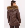 Hnědá dámská prošívaná bunda s odnímatelnou kožešinou