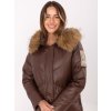 Hnědá dámská prošívaná bunda s odnímatelnou kožešinou