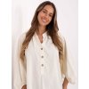 Smetanová dámská oversize manšestrová košile