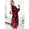 Plisované květované midi šaty s knoflíky a dlouhým rukávem JORDAN (Velikost ONE SIZE)