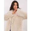 Světle béžový dámský dlouhý kožich