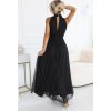 Černé lesklé luxusní dlouhé šaty VERONICA s elegantním střihem