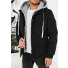 Černá pánská zimní prošívaná bunda s látkovou kapucí