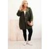 Khaki dámský vlněný kabát pro plnoštíhlé
