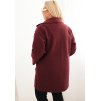 Vínový dámský vlněný kabát pro plnoštíhlé