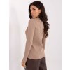 Béžové dámské žebrované tričko s dlouhým rukávem