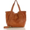 MARCO MAZZINI Camel velká dámská kožená shopper kabelka