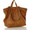 MARCO MAZZINI camel shopper kožená kabelka