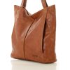 MARCO MAZZINI Světle hnědá kožená shopper kabelka